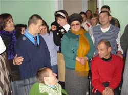 the opening service at Casa Matei with most of the men who moved in