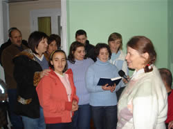 some of the women from Casa Bucuriei singing at the same opening service
