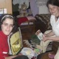 Vera and Serafima receive craft materials